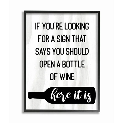 Stupell Industries Open A Bottle of Wine Wall Art in Frame