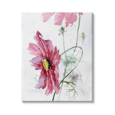 Stupell Industries Bending Pink Cosmo Flower Abstract Floral Watercolor Painting Canvas Wall Art