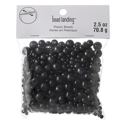 12 Pack: Jet Black Pearl Plastic Bead Mix by Bead Landing™