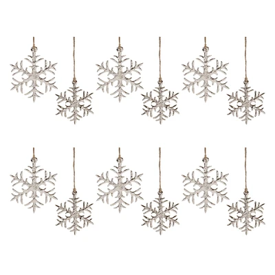 Rustic Metal Snowflake Ornaments Set