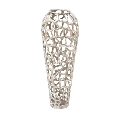 33" Silver Aluminum Contemporary Vase