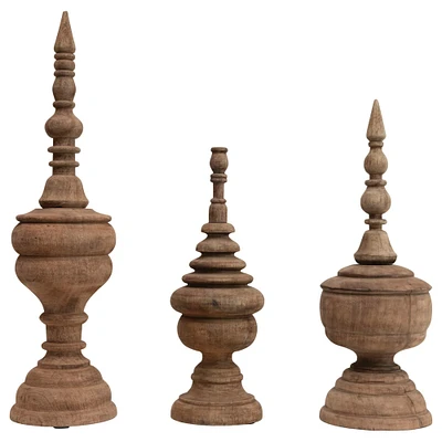 Carved Mango Wood Finial Set