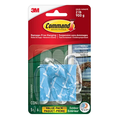 Command™ Outdoor Clear Medium Window Hooks Value Pack