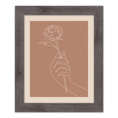 Framed Western Floral Line Drawing Print