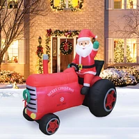 6ft. Inflatable Christmas Santa on Vintage Tractor