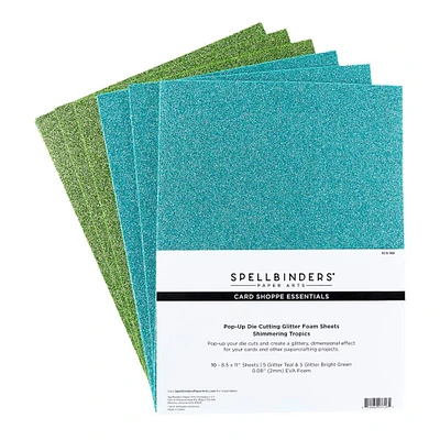 Spellbinders® Shimmering Tropics Teal & Bright Green Glitter Foam Sheets, 8.5" x 11"