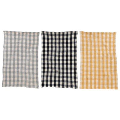 Gingham Waffle Weave Tea Towels Set