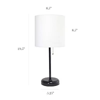 LimeLights White Shade Lamp with Charging Outlet