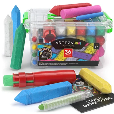 Arteza® Kids Ultimate Chalk Set of 37 pcs, Green Box Handle