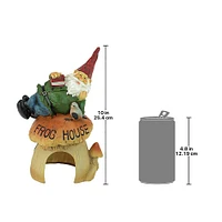 Design Toscano 10" Gnome Frog House Garden Statue