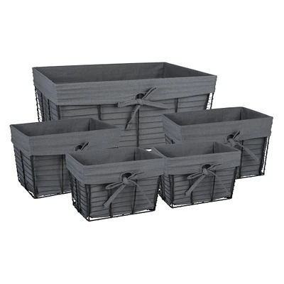 DII® Gray Lined Vintage Wire Basket Set