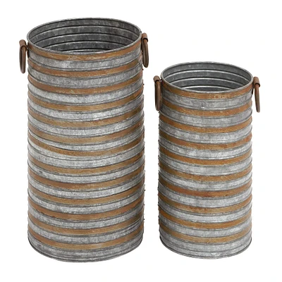 Metallic Farmhouse Planter Set 20" & 16"