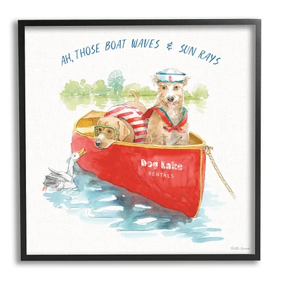 Stupell Industries Boat Waves Sun Rays Lake Phrase Sailor Dogs Framed Wall Art