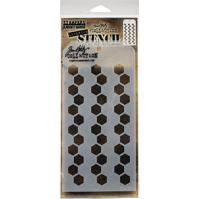 Stampers Anonymous Tim Holtz® Shifter Hex Layered Stencil, 4" x 8.5"