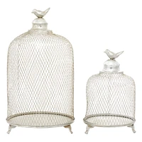 Silver Metal Contemporary Lantern Set, 17" & 12"