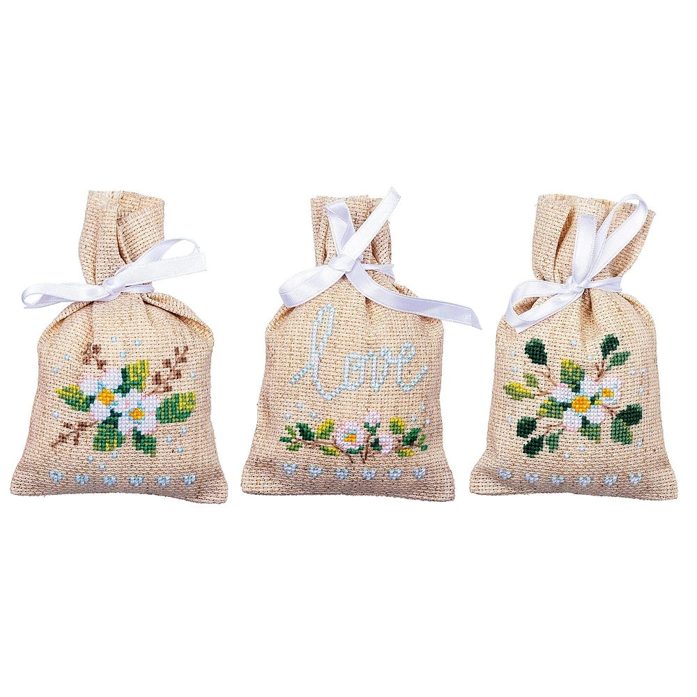 Vervaco Love Blossoms Counted Cross Stitch Sachet Bags Kit