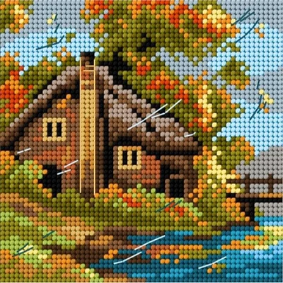 Orchidea Needlepoint Canvas For Halfstitch Without Yarn Autumn - Printed Tapestry Canvas