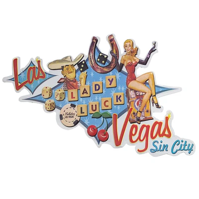 American Art Décor™ 22" Las Vegas Lady Luck Embossed Metal Sign