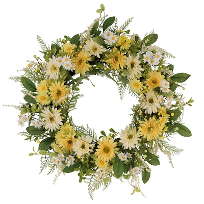 6 Pack: 30" & White Mum & Daisy Floral Spring Wreath