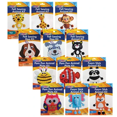 Creativity Street® Animal Felt, Foam & Pom Pom Craft Kit Set