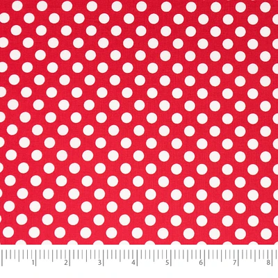 SINGER Patriotic Red Polka Dots Cotton Fabric