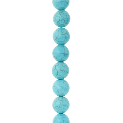 12 Pack:  Turquoise Dyed Howlite Round Beads, 12mm by Bead Landing™