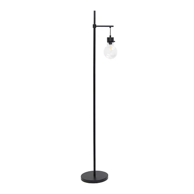 Lalia Home 5ft. Black Matte 1 Light Beacon Floor Lamp with Clear Glass Shade