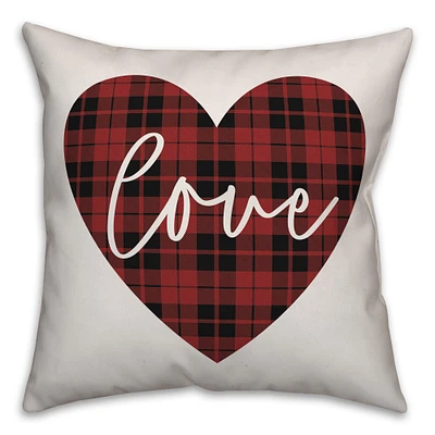 Love Plaid Heart Throw Pillow