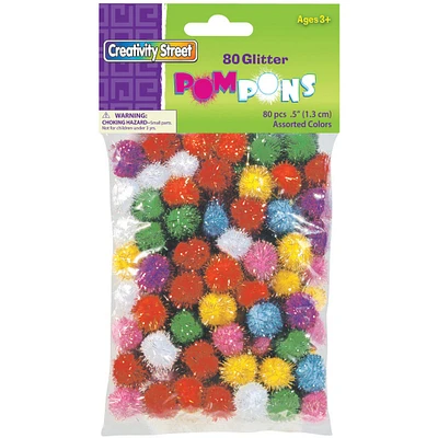 4 Packs: 6 Packs 80 ct. (1,920 total) Creativity Street® 1/2" Glitter Pom Poms