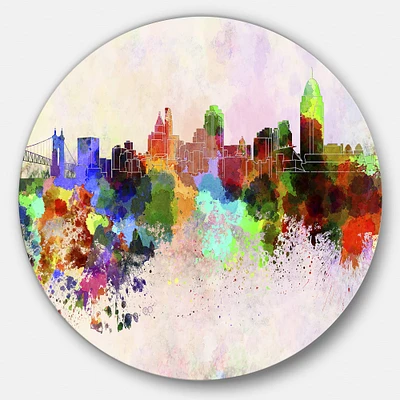 Designart - Cincinnati Skyline' Disc Cityscape Metal Artwork Print