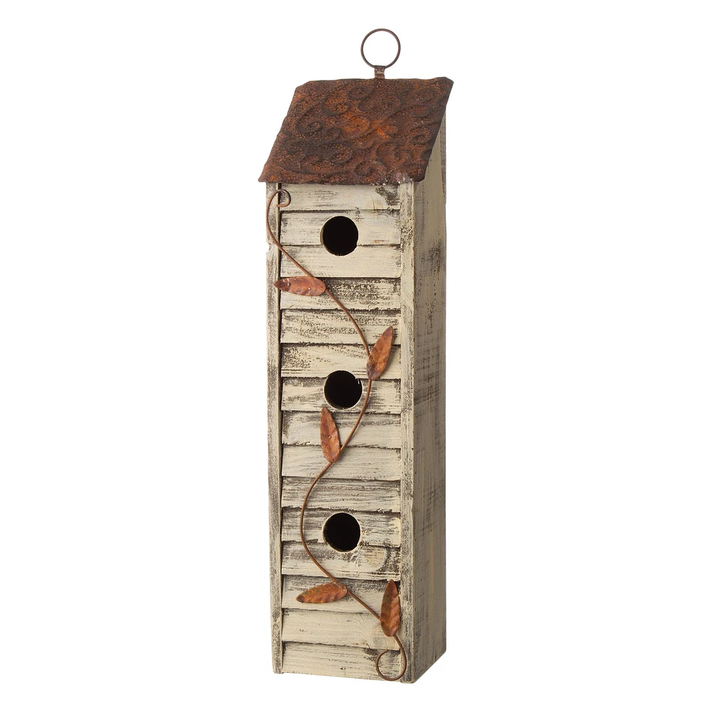 Glitzhome® Tall 3-Tier Distressed Wood Bird House