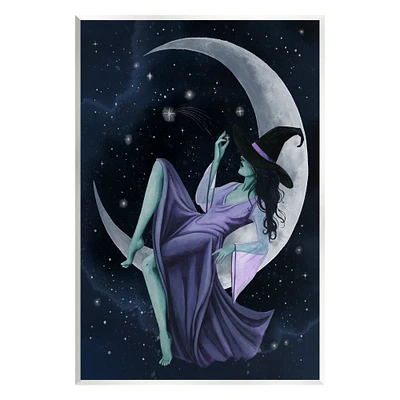 Stupell Industries Witch Relaxing Crescent Moon Wall Plaque