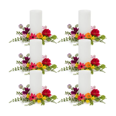 Mixed Floral Candle Rings, 6ct.