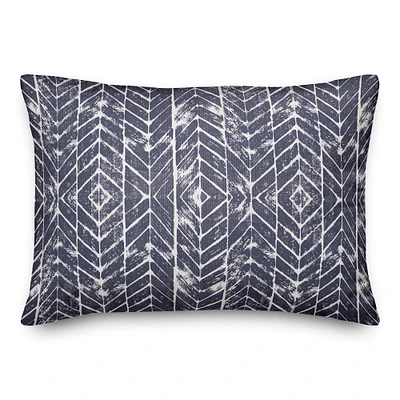 Distressed Indigo Chevron Throw Pillow 14" x 20"