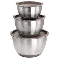 Martha Stewart Stainless Steel Mixing Bowl Set with Taupe Lids