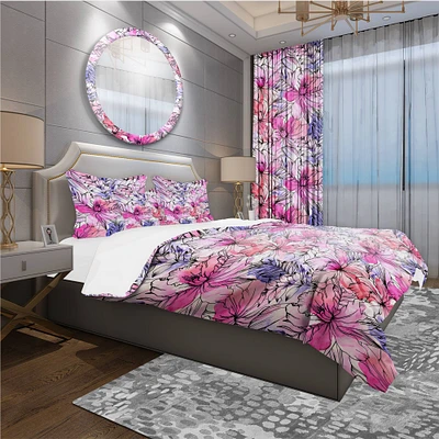 Designart 'Floral Pattern' Modern & Contemporary Bedding Set