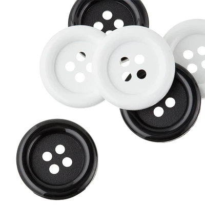 1.375" Basic Buttons, Black & White by Loops & Threads®