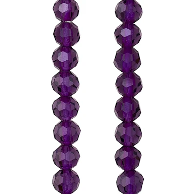 Purple Glass Faceted Round Beads, 6mm by Bead Landing™