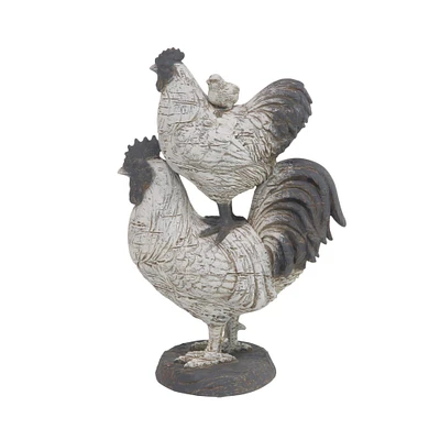 White Polystone Farmhouse Sculpture, Rooster 12" x 8" x 5"