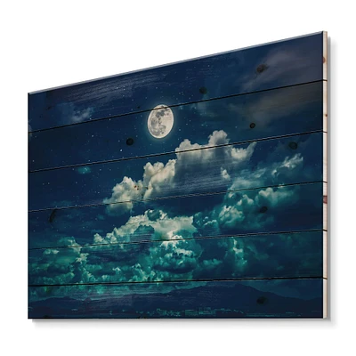 Designart - Full Moon In Cloudy Night Sky II