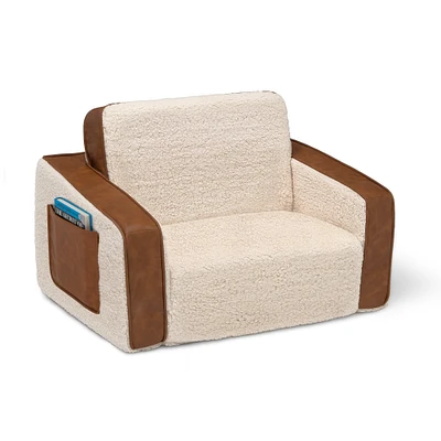 Sherpa Flip Out Chair With Brown Leather