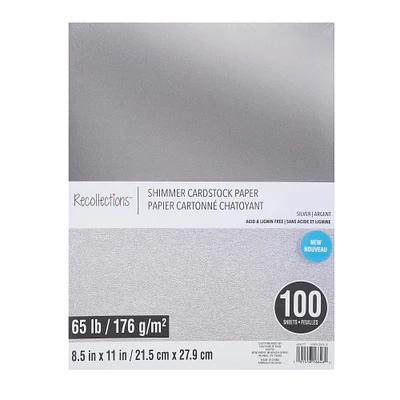 Silver Shimmer 8.5" x 11" Cardstock Paper by Recollections™, 100 Sheets