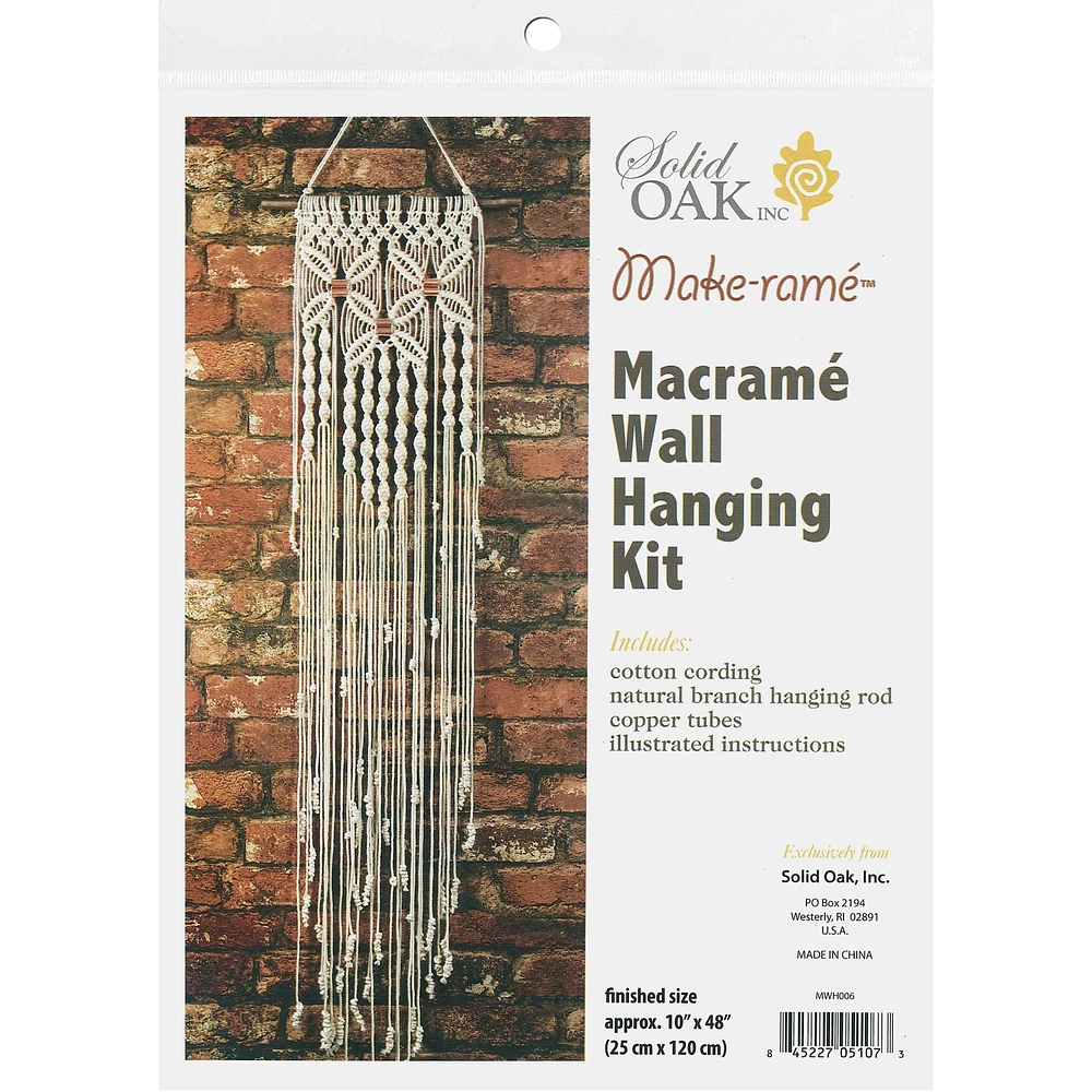 Solid Oak Make-Ramé™ Three Flowers Macramé Wall Hanging Kit