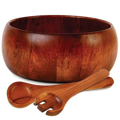 Gibson Home Laroda 3-Piece Brown Wood Salad Bowl Set