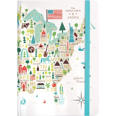 JAM Paper American Adventures Hardcover Notebook with Elastic Band