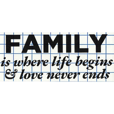 Leisure Arts® Vinyl Family Is Where Life Begins Black Wall Decal