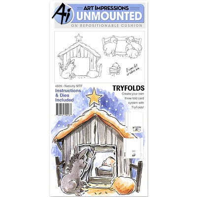 Art Impressions Nativity Mini TryFolds Stamp & Die Set