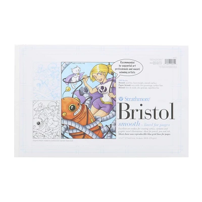 Strathmore® 200 Series Sequential Art Blue Lined Bristol Paper Pad, 11" x 17"