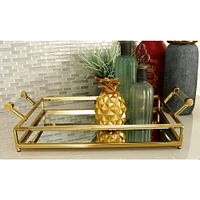 CosmoLiving by Cosmopolitan 22" Gold Metal Glam Tray