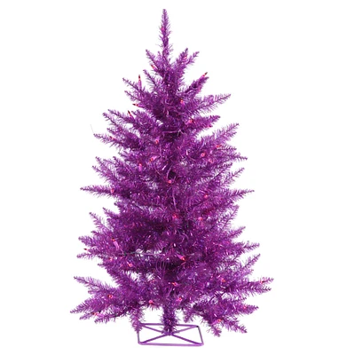 2ft. Pre-Lit Purple Artificial Christmas Tree, Purple LED Lights